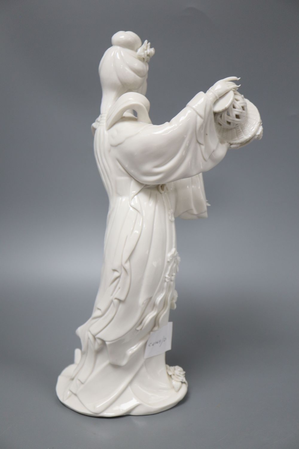 A blanc de chine figure of Kwan Yin (minor faults), H.37cm